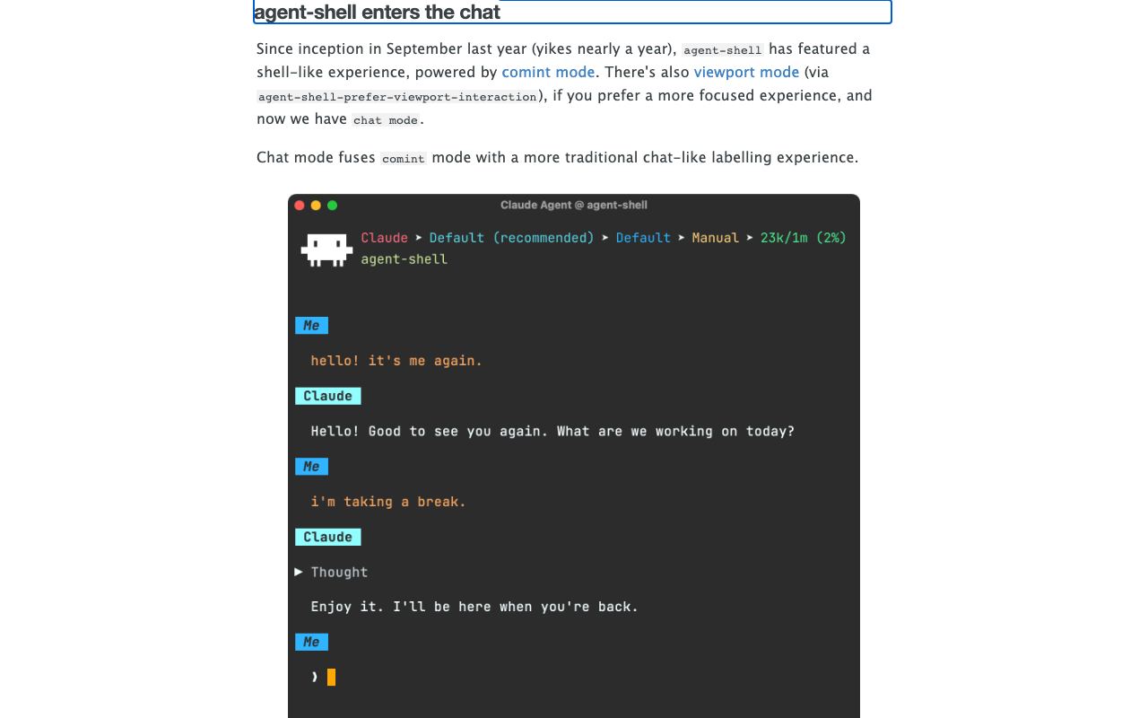 Agent Shell interface screenshot