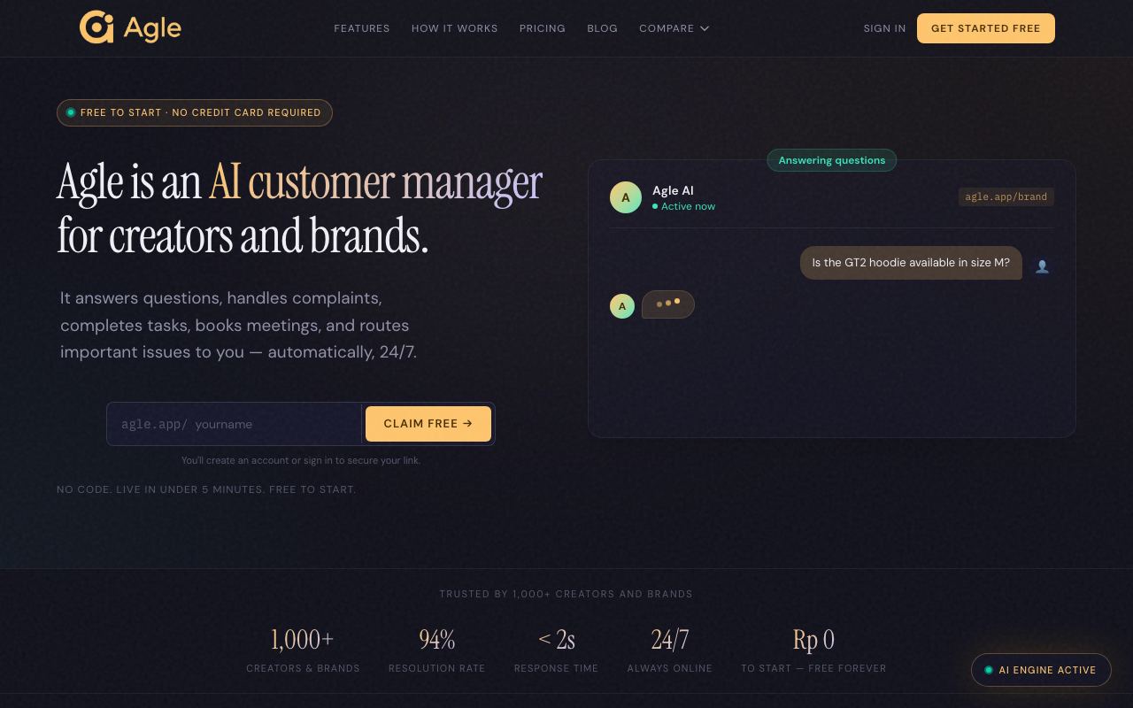 Agle interface screenshot