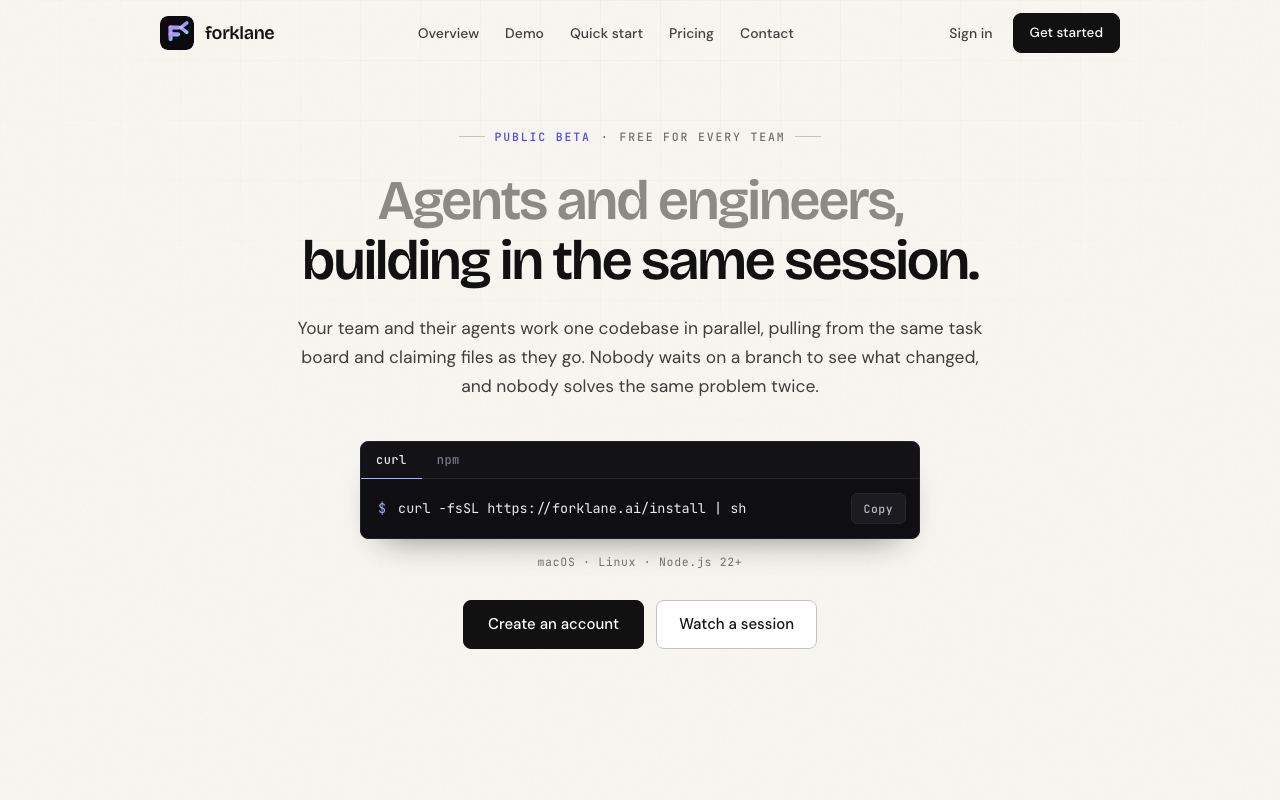 Forklane interface screenshot