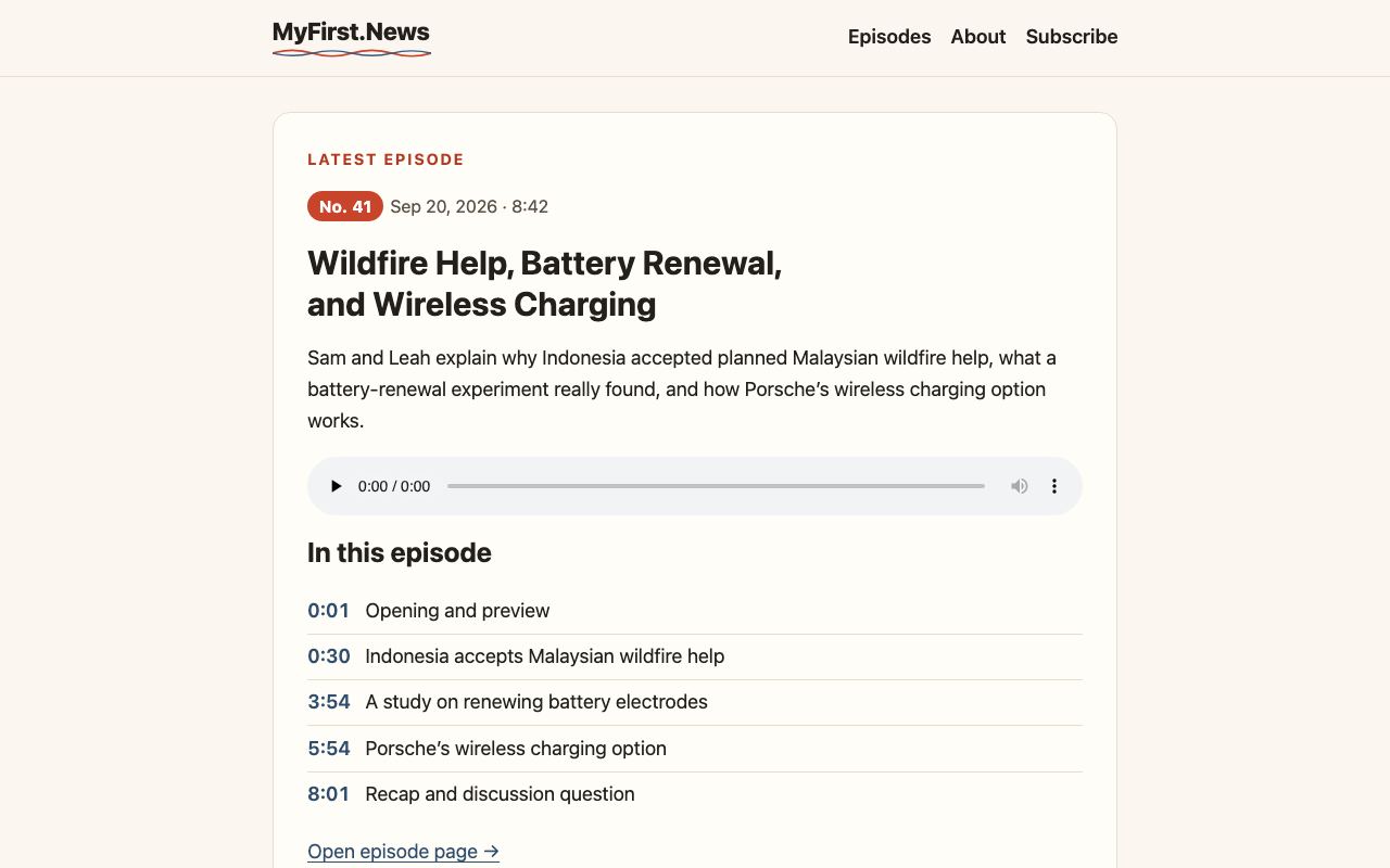 MyFirst.News interface screenshot