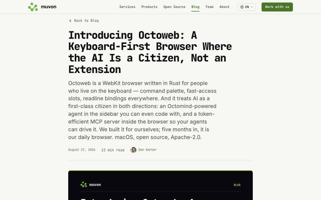 Octoweb interface screenshot