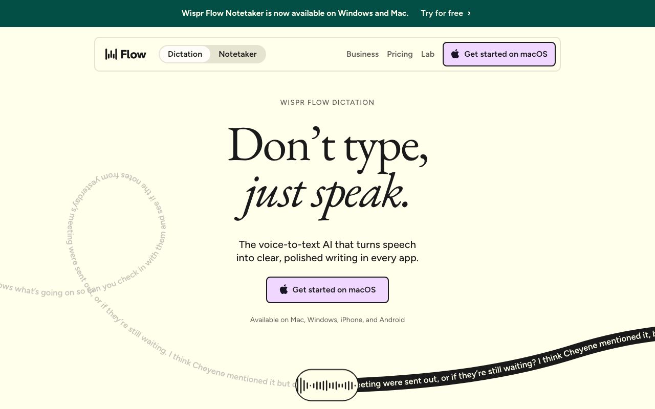 Wispr interface screenshot